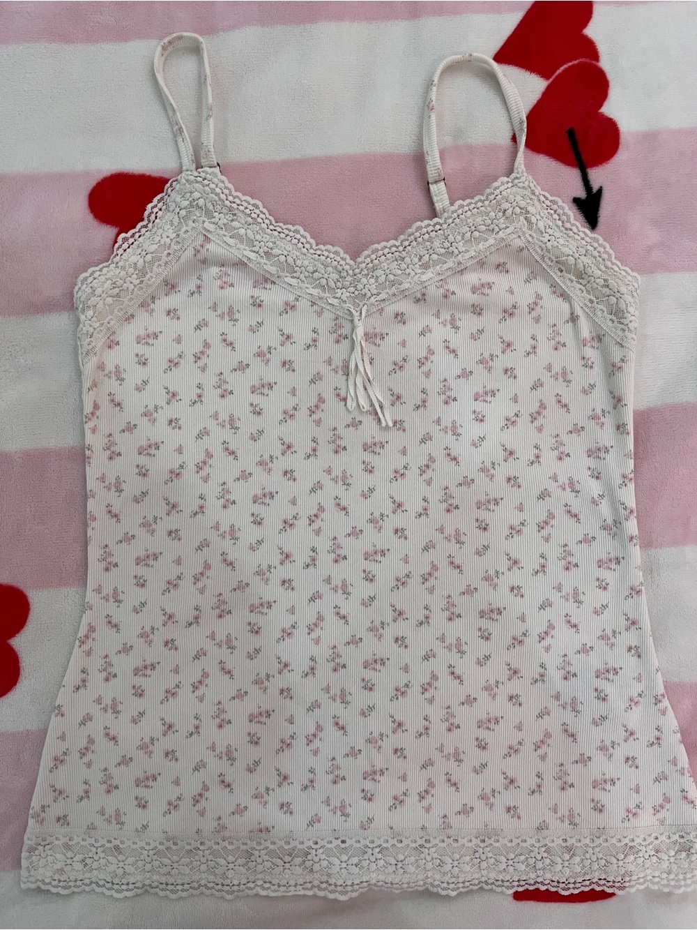 Hollister White Floral Lace-Trim Tank Top